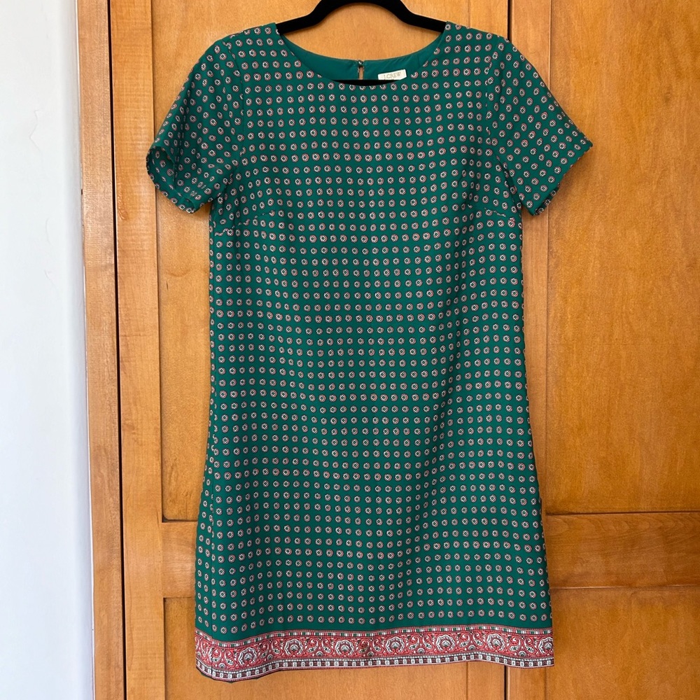 JCrew silky tshirt block print dress size 0